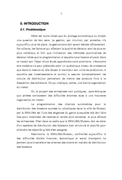 Programmation des Charrois automobiles pour la distribution de la boisson