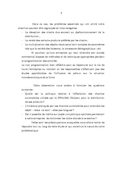 Programmation des Charrois automobiles pour la distribution de la boisson