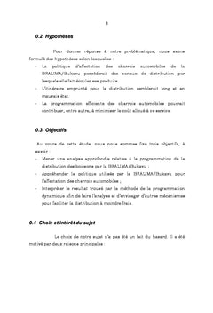 Programmation des Charrois automobiles pour la distribution de la boisson