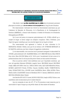 Facteurs du risque d'infection au VIH/SIDA chez les jeunes femmes