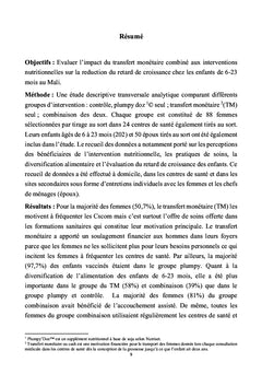 Comment freiner le retard de croissance chez les enfants de 6 A 23 mois