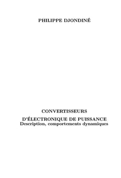 Convertisseurs de puissance, description, comportements dynamiques