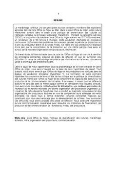 Analyse de la filiere echalote dans la zone Office du Niger au Mali