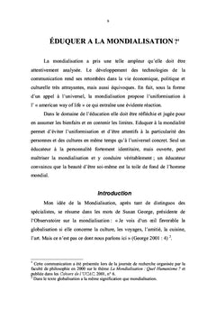 Education, mondialisation et culture
