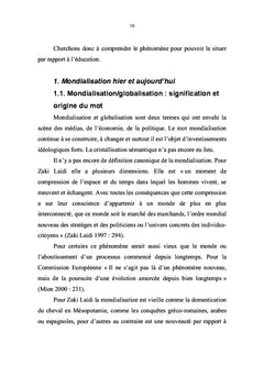 Education, mondialisation et culture