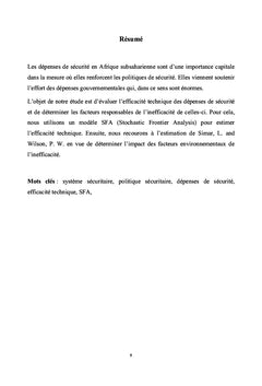 Politiques de securite, depenses de securite en Afrique Subsaharienne