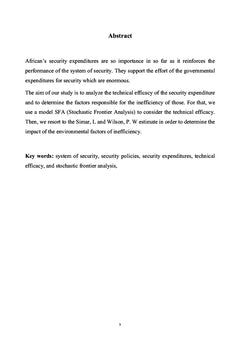 Politiques de securite, depenses de securite en Afrique Subsaharienne