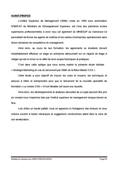Stratégie marketing en vue du lancement par ISMA