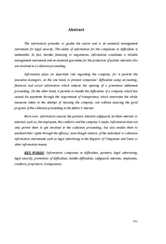 L'information en Droit des entreprises en Difficulte dans L'espace Ohada