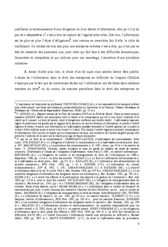 L'information en Droit des entreprises en Difficulte dans L'espace Ohada