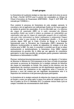 Politique Nationale de Gestion des Risques de Catastrophes