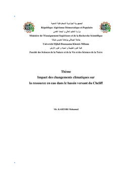 Impact de changement climatique sur la ressource en eau (Haut Cheliff)