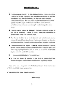 Interaction lasers avec un diélectriques (Lasers ultracourtes)
