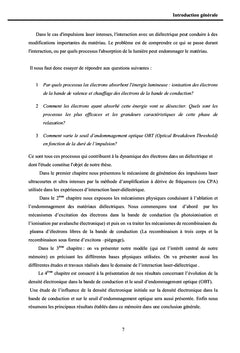 Interaction lasers avec un diélectriques (Lasers ultracourtes)
