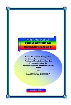 Notions sur la philosophie du développement
