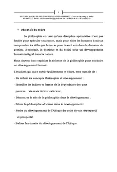Notions sur la philosophie du développement