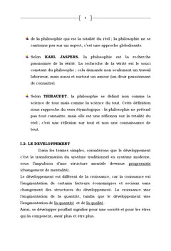 Notions sur la philosophie du développement