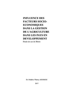Influence des facteurs socio-économiques dans la gestion agricole