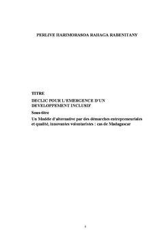 DeCLIC pour l'emergence d'un Developpement Inclusif