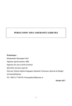 Notions d'assurances agricoles et illustrations en Afrique sub-saharienne