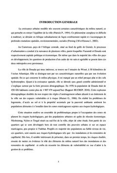 Analyse des risques Hydrologiques dans trois quartiers de Douala
