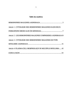 Hemopathies malignes et plasmocytes de myeLome multiple A Kinshasa