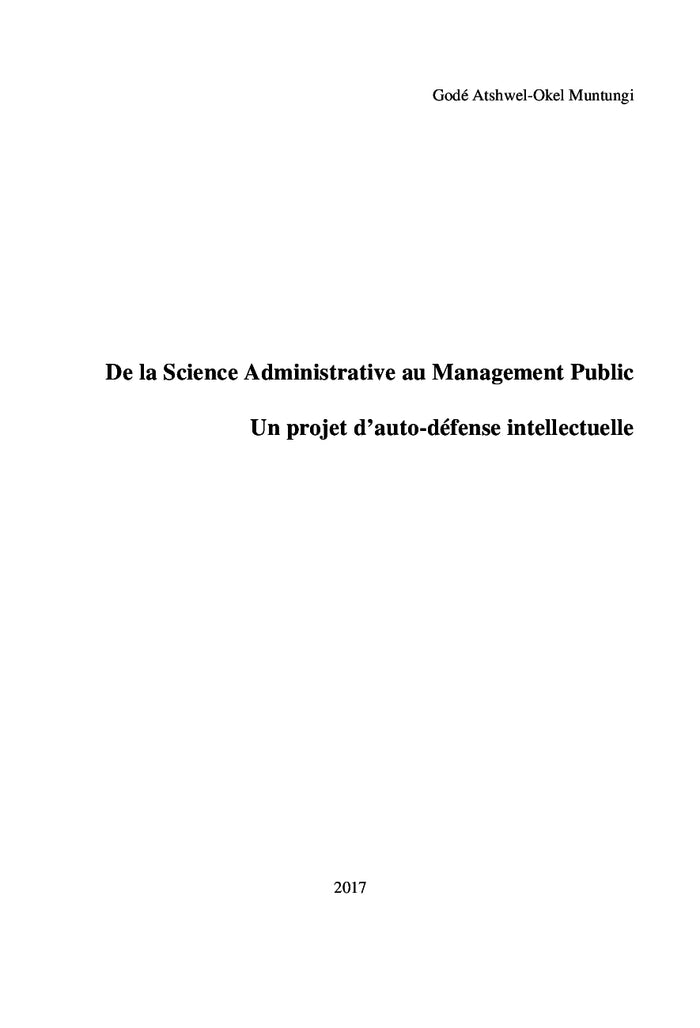 De la Science Administrative au Management public