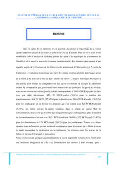 Analyse du partage de la valeur ajoutée dans la filière avicole