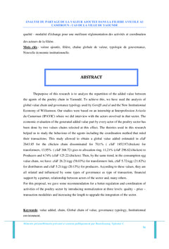 Analyse du partage de la valeur ajoutée dans la filière avicole