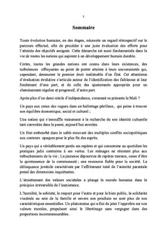 Le Mali : Un Pays en quête de nouvelles valeurs humaines