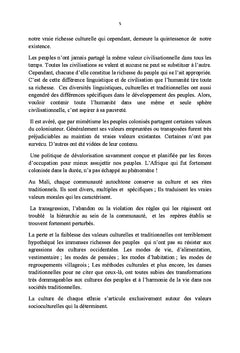 Le Mali : Un Pays en quête de nouvelles valeurs humaines