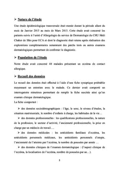 Qualite de Vie Chez Les Sujets Atteints D'une Dermatite Allergique