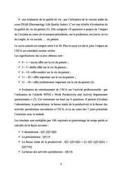 Qualite de Vie Chez Les Sujets Atteints D'une Dermatite Allergique