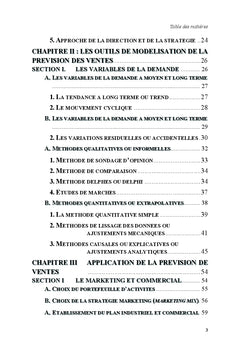 Objectifs, methodes et application de la prevision des ventes