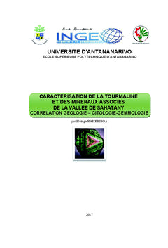 Caracterisation de la tourmaline et des mineraux associes de Sahatany