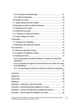 Perception et vecu des femmes