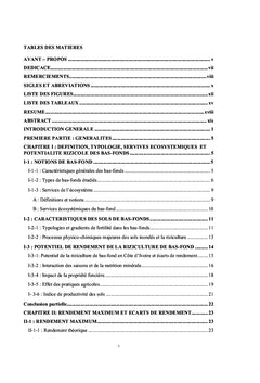 Diagnostic de la variabilité des rendements en riziculture de bas-fond