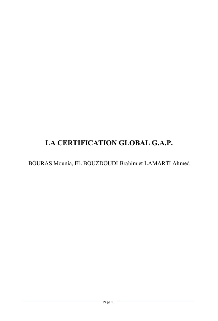 La certification Global G.A.P.
