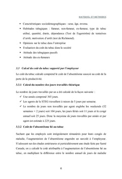Evaluation du Cout du Tabagisme dans Une Societe Nationale