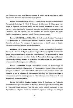 Pharmacologie et toxicologie d'extraits de Lophira lanceolata