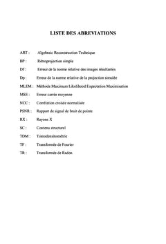 Reconstruction tomographique des images tomodensitometriques