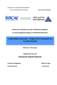 L'information financiere: l'impact d'un evenement sur le cours boursier