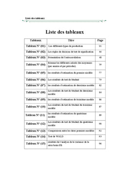 Etude économétrique et prévisionnelle d'une fonction de production