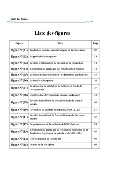 Etude économétrique et prévisionnelle d'une fonction de production