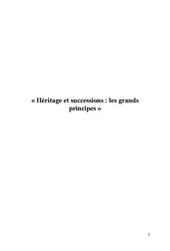 « Héritage et successions : les grands principes »