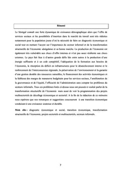 Le problème de la transition économique du Sénégal
