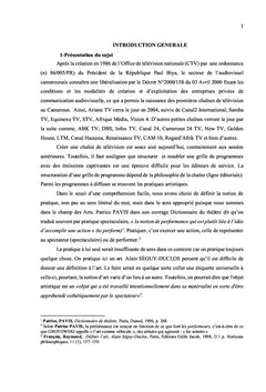 Pratiques artistiques et télévision au Cameroun à l'ère du numérique