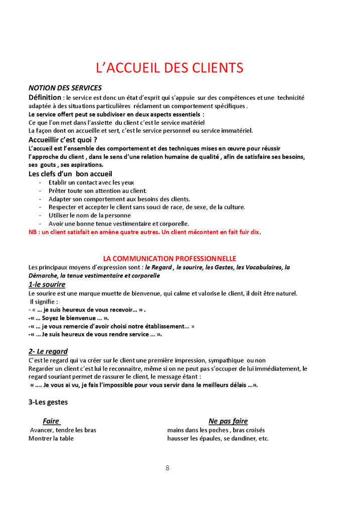 Formation des guides et des responsables d'accueil et restauration