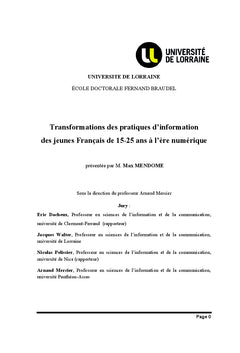 Transformations des pratiques informationnelles des jeunes Français