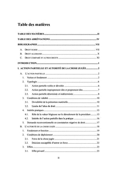 L'autorité de la chose jugée de l'action partielle